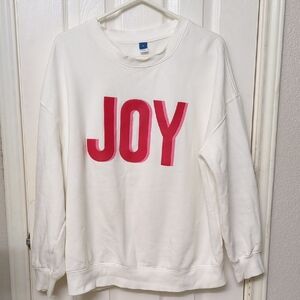 GUC Old Navy White and Pink Crew Neck Sweatshirt
